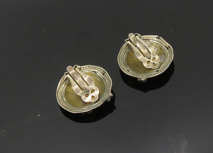 925 Sterling Silver  Vintage Two Tone Round Non Pierce Earrings  EG9898