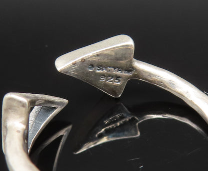 SATYA 925 Silver Vintage Engraved Single Topaz Triangle Ring Sz 7 RG25718