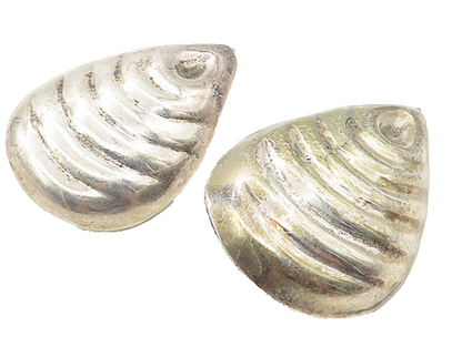 MEXICO 925 Silver  Vintage Shiny Fluted Tear Drop Dangle Earrings  EG3959