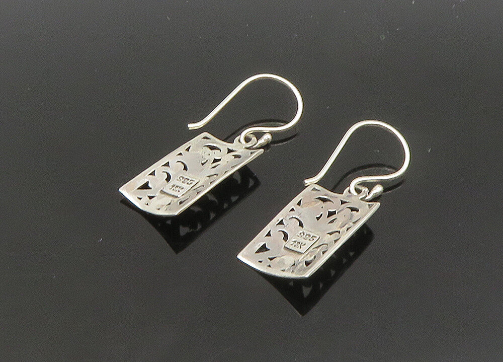 925 Silver & 18K GOLD  Vintage Shiny Two Tone Swirl Dangle Earrings  EG10488