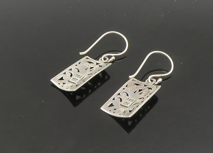 925 Silver & 18K GOLD  Vintage Shiny Two Tone Swirl Dangle Earrings  EG10488