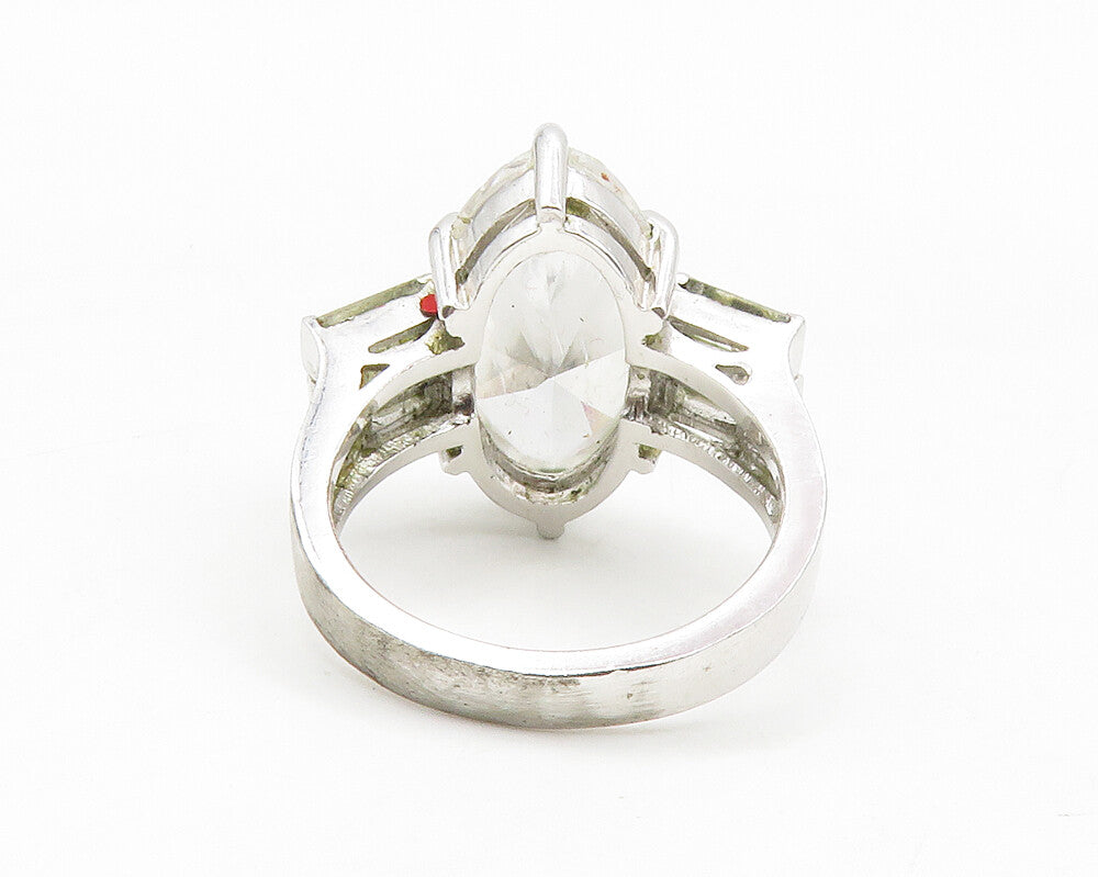 925 Sterling Silver  Shiny Marquise Cubic Zirconia Cocktail Ring Sz 7  RG13963