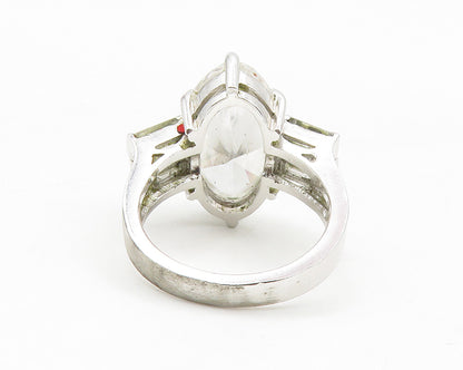 925 Sterling Silver  Shiny Marquise Cubic Zirconia Cocktail Ring Sz 7  RG13963