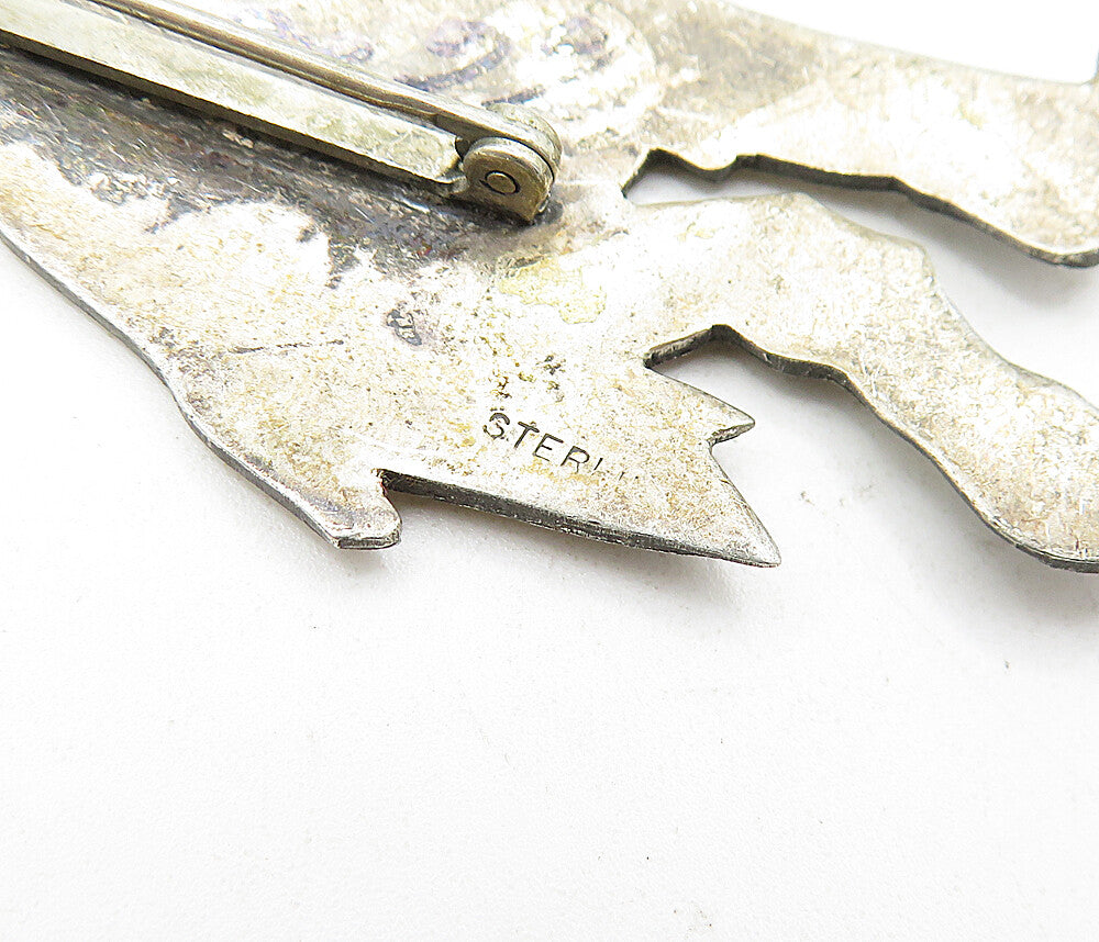 925 Sterling Silver  Vintage Antique Oxidized Walking Figure Brooch Pin BP1443