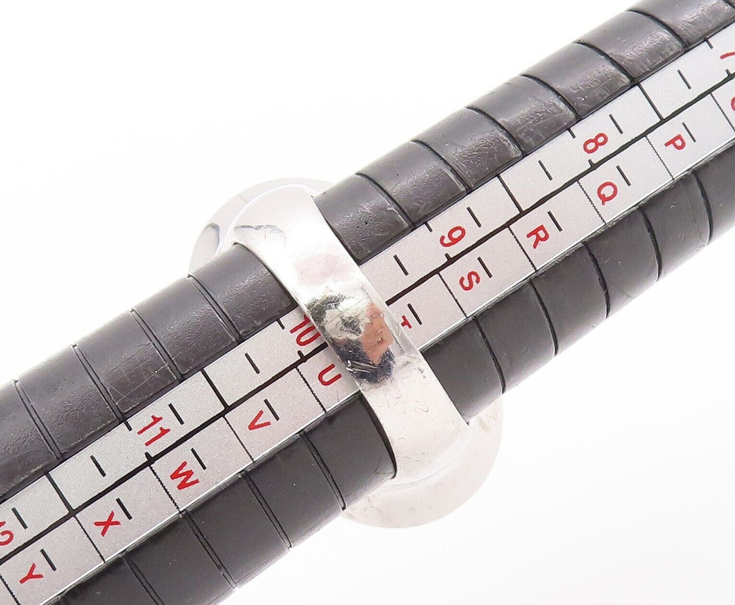 925 Sterling Silver Vintage Ring Domed Beaded Black White Topaz  Sz 7.5  RG28466