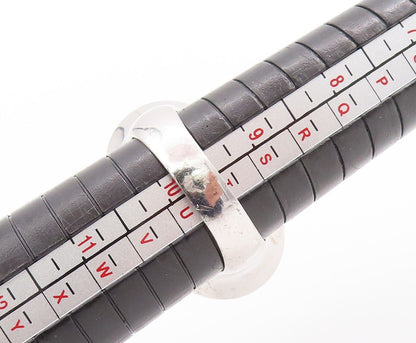 925 Sterling Silver Vintage Ring Domed Beaded Black White Topaz  Sz 7.5  RG28466