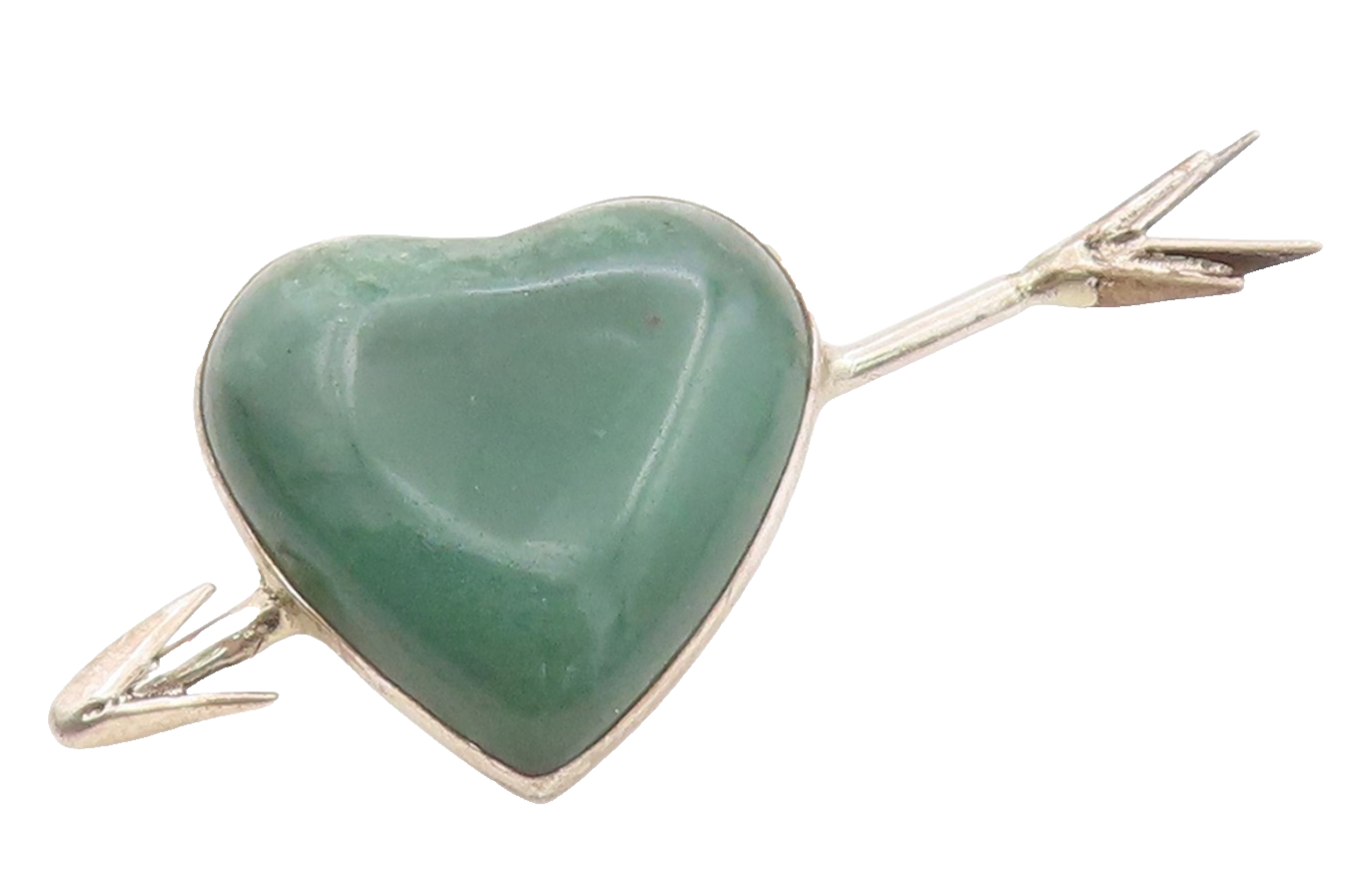 925 Sterling Silver Vintage Brooch MEXICO Large Gemstone Heart & Arrow BP11764