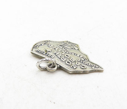 925 Sterling Silver  Vintage Dark Tone North Carolina State Map Pendant PT6863