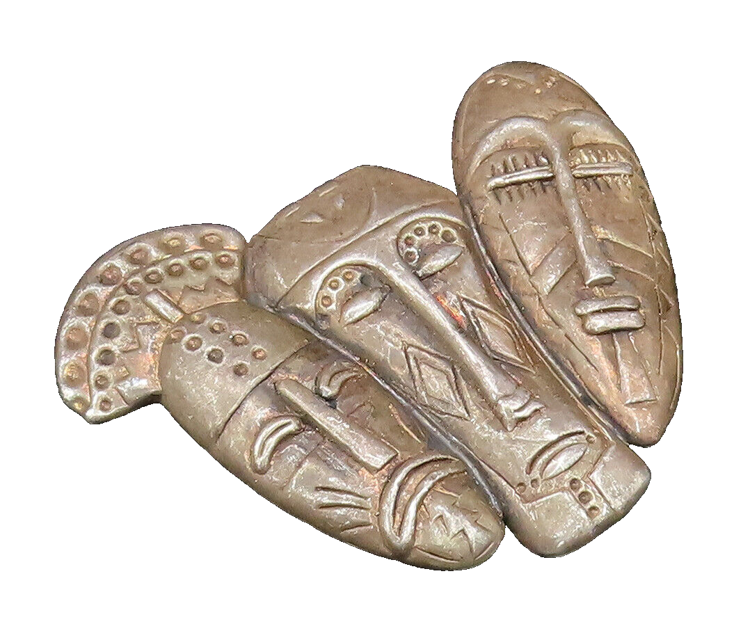 FREDERIC JEAN DUCLOS 925 Silver  Vintage Large Warrior Head Brooch Pin  BP9800