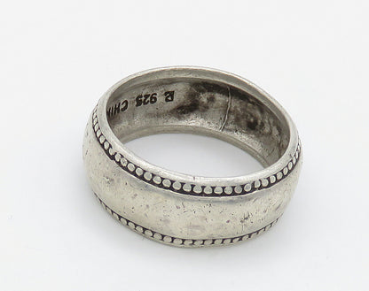ROSS SIMON 925 Sterling Silver Vintage Circle Patterned Edge Ring Sz 9  RG16271