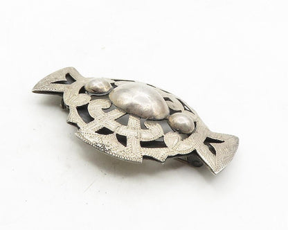 MEXICO 925 Sterling Silver  Vintage Etched Detail Cutout Brooch Pin  BP3976