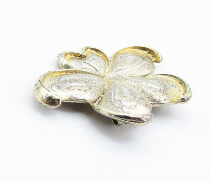 GORHAM 925 Sterling Silver  Vintage Shiny Detailed Flower Brooch Pin  BP2850