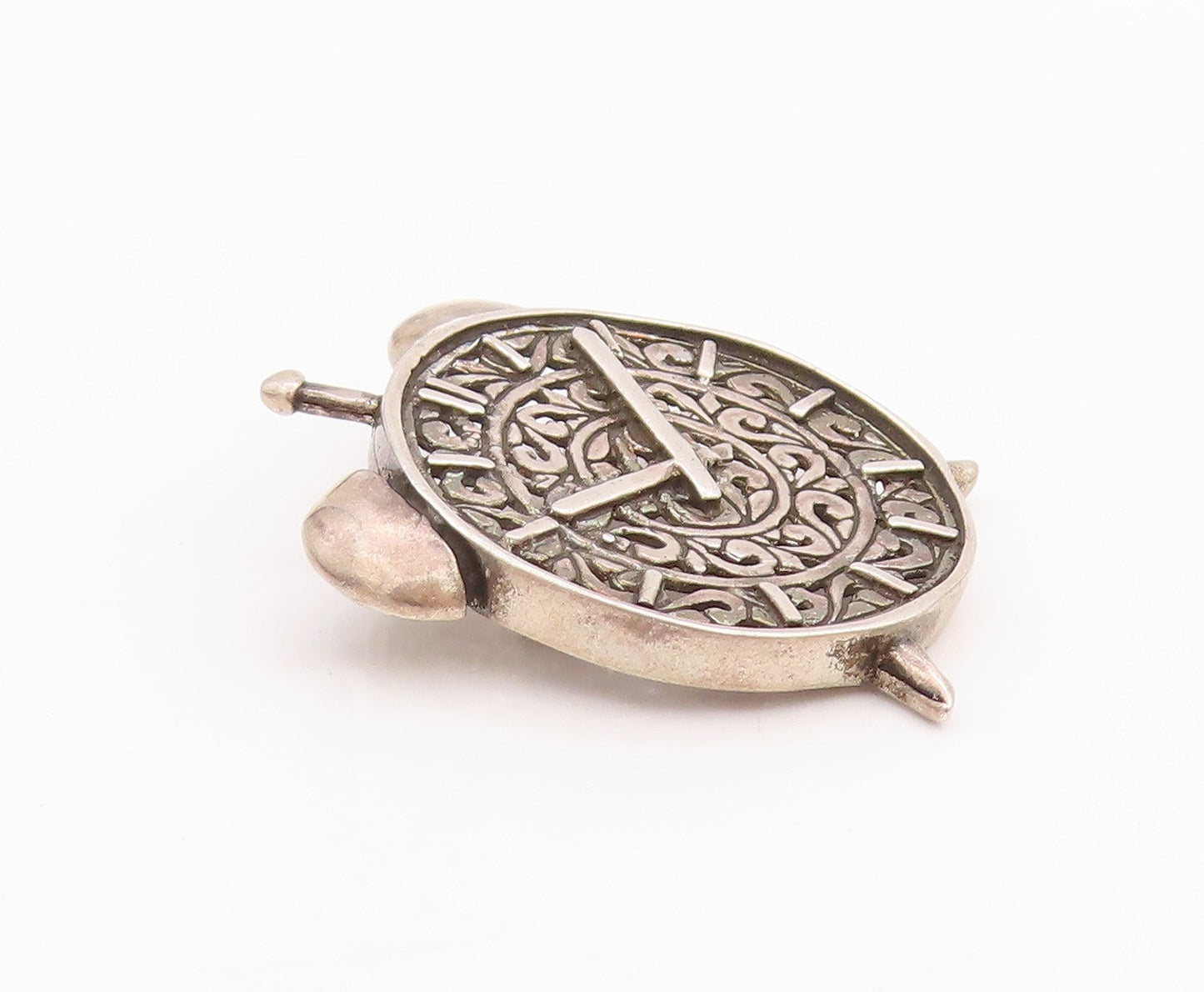 925 Sterling Silver Vintage Brooch JEZLAINE Swirly Cutout Alarm Clock  BP11709