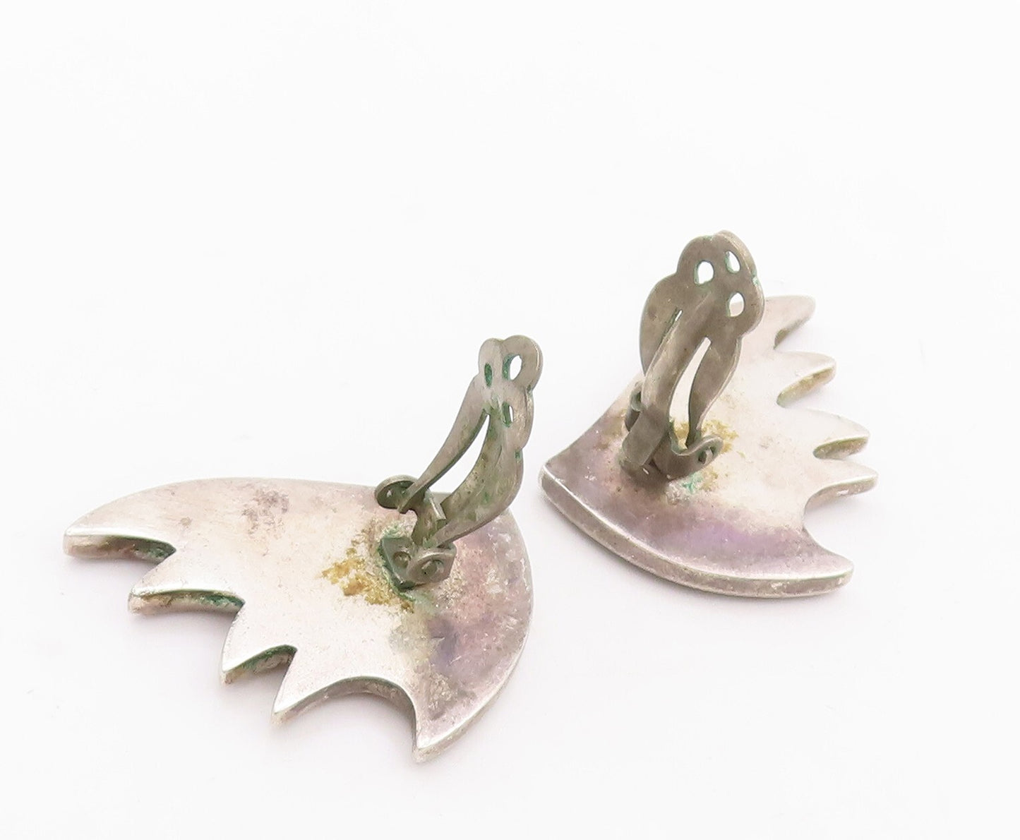 925 Sterling Silver Vintage Earrings Mother Of Pearls Cutout Wings  EG13101
