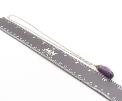 925 Sterling Silver  Vintage Amethyst Petite Curb Link Chain Necklace  NE1088