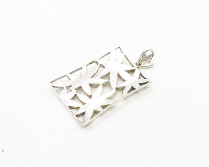 925 Sterling Silver  Vintage Mother Of Pearl Floral Cutout Pendant  PT15398