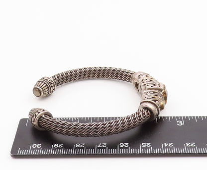 14k Gold 925 Sterling Silver Vintage Bracelet Topaz & Amethyst Cuff  BT11005