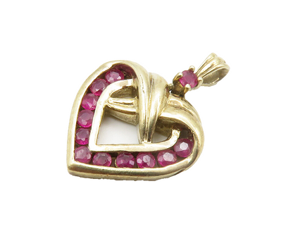 925 Sterling Silver  Shiny Ruby Gold Plated Open Love Heart Pendant  PT11504