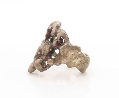 925 Sterling Silver Vintage Ring Dark Tone Brutalist Cutout  Sz 6  RG31245