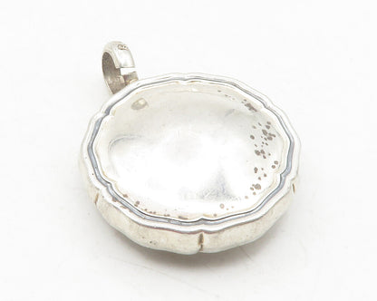 925 Sterling Silver  Vintage Shiny Smooth Hollow Round Drop Pendant  PT9699