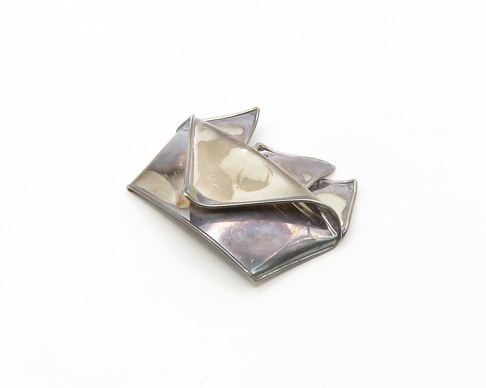 925 Sterling Silver  Vintage Large Dark Tone Modernist Lapel Pin  TR2318