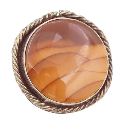 925 Sterling Silver Vintage Pendant Jasper With Twisted Rope Border  PT25528