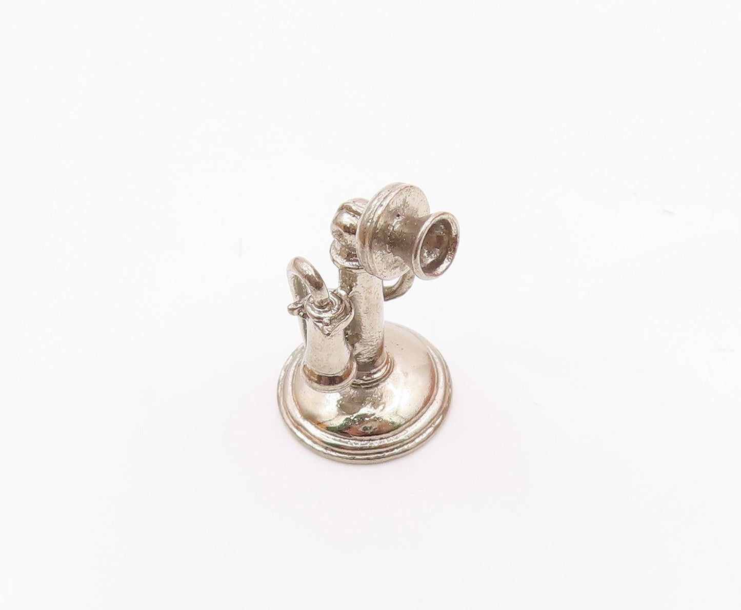 WELLS 925 Silver  Vintage Old Fashion Candlestick Telephone Pendant  PT21470