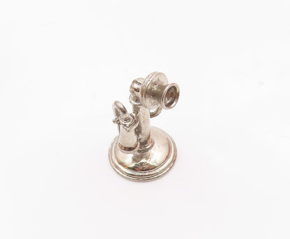WELLS 925 Silver  Vintage Old Fashion Candlestick Telephone Pendant  PT21470