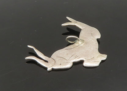 925 Sterling Silver  Vintage Horned Animal Etched Detail Pendant  PT18969