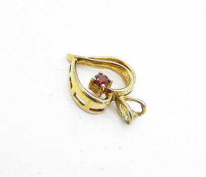 ROSS SIMON 925 Silver  Red Topaz Gold Plated Open Love Heart Pendant  PT3397