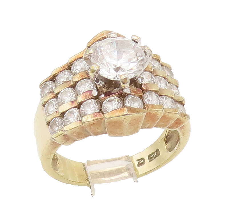925 Sterling Silver Vintage Ring ROSS SIMONS Round Topaz Beaded  Sz 6 RG27934