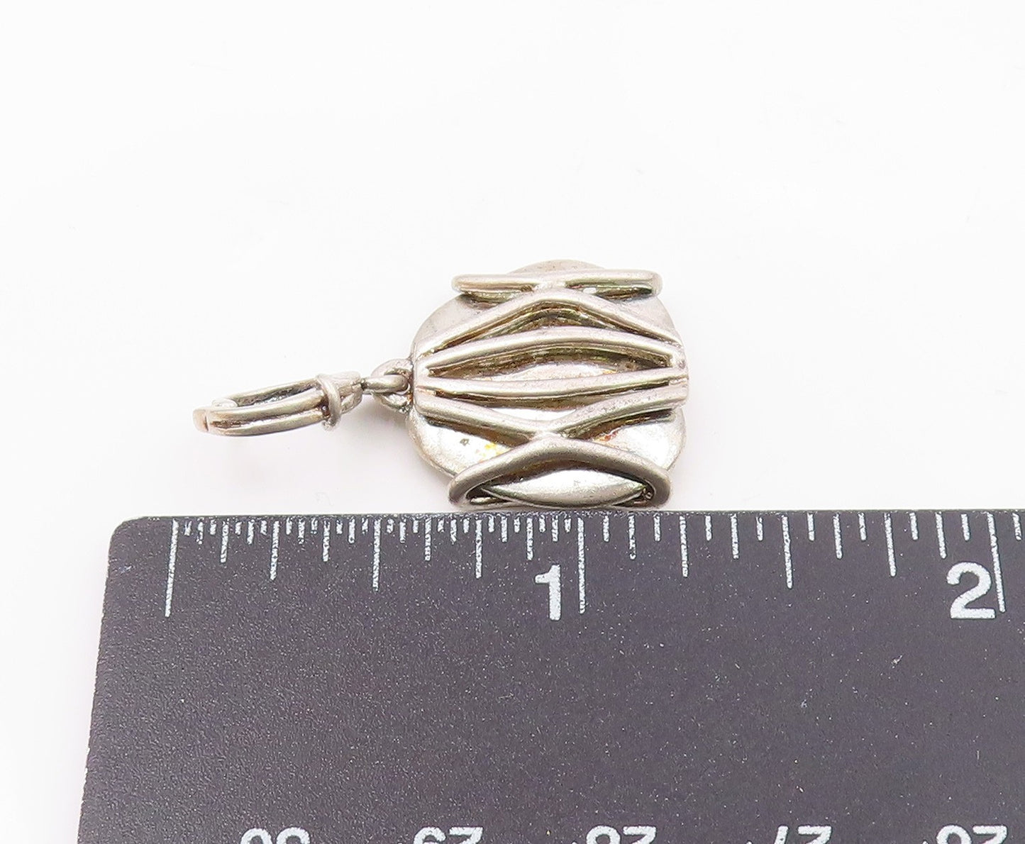 DESIGNER 925 Sterling Silver  Vintage Shiny Modernist Drop Pendant  PT18365