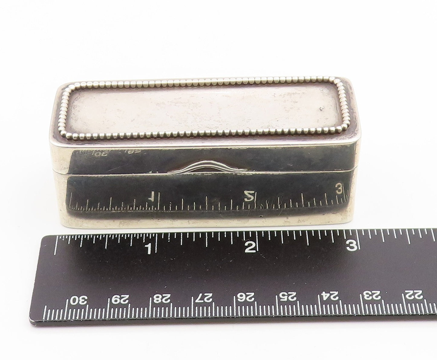925 Sterling Silver Vintage Snuff Box Beaded Rectangular Cigarette Case  TR4222