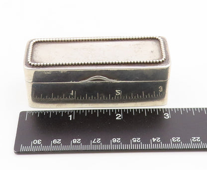 925 Sterling Silver Vintage Snuff Box Beaded Rectangular Cigarette Case  TR4222