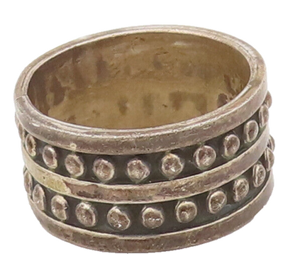 925 Sterling Silver Vintage Ring MEXICO Solid Etched Beaded Band Sz 10  RG27609