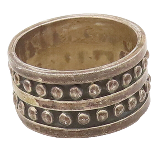 925 Sterling Silver Vintage Ring MEXICO Solid Etched Beaded Band Sz 10  RG27609