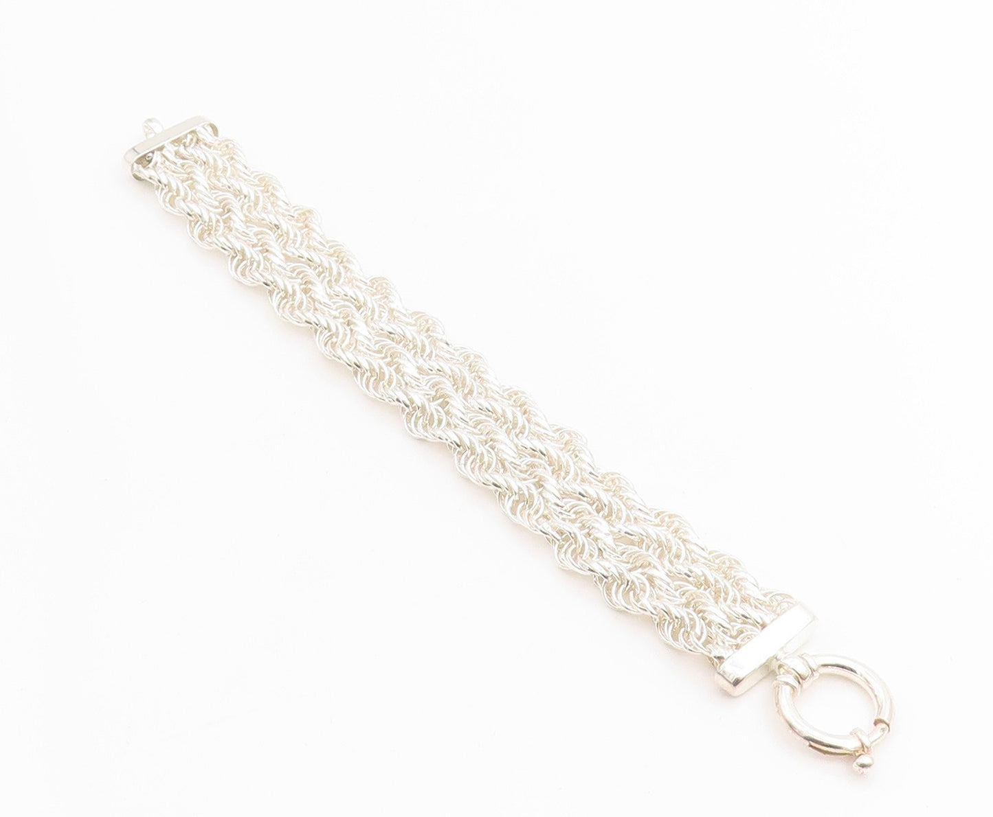 925 Sterling Silver Vintage Bracelet Braided Serpentine Weave Strands   BT11423