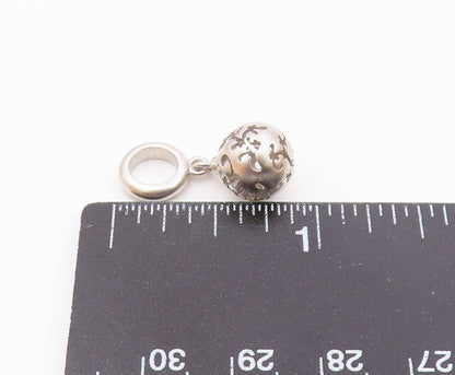 925 Sterling Silver Vintage Swirl Cutout Sphere Ornament Charm Pendant PT20659