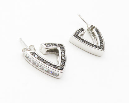 925 Sterling Silver  Cubic Zirconia & Black Hematite JHoop Earrings  EG7193