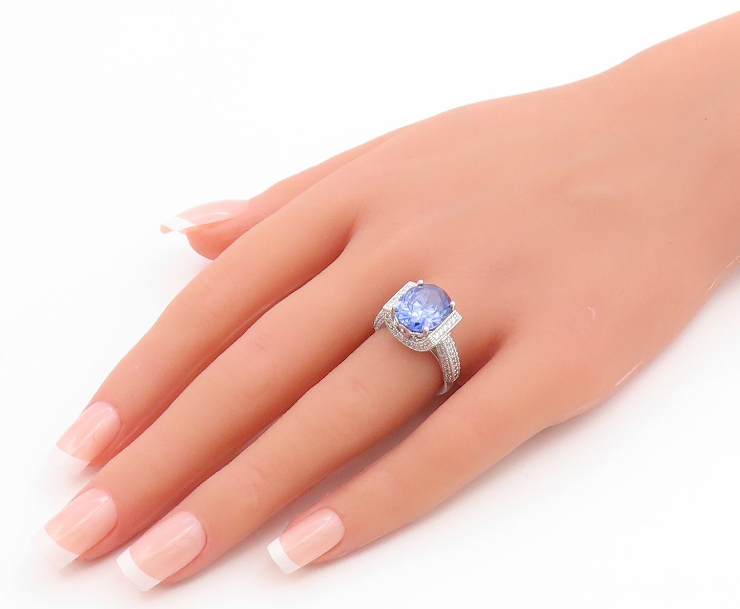 925 Sterling Silver Vintage Ring VANNA K Tanzanite & CZ Band  Sz 6  RG35531