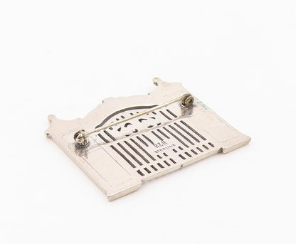 925 Sterling Silver Vintage Brooch Pin HAND & HAMMER Gate With Cross  BP12539