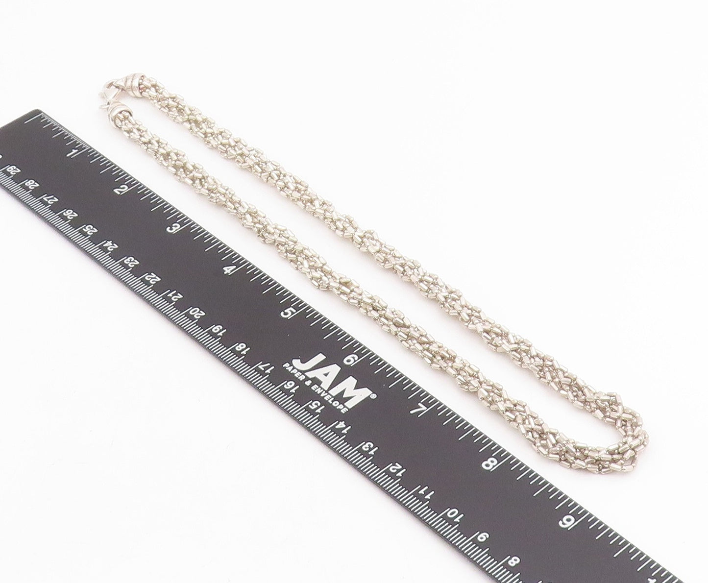 925 Sterling Silver Vintage Necklace Classic Multi Strand Woven Chain  NE4777