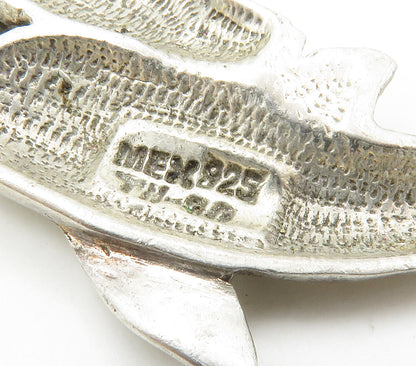 MEXICO 925 Sterling Silver  Vintage Double Dolphin Love Brooch Pin  BP5986