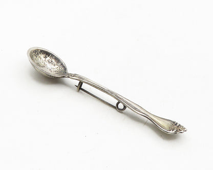 925 Sterling Silver  Vintage Antique Petite Swirl Spoon Brooch Pin  BP3709