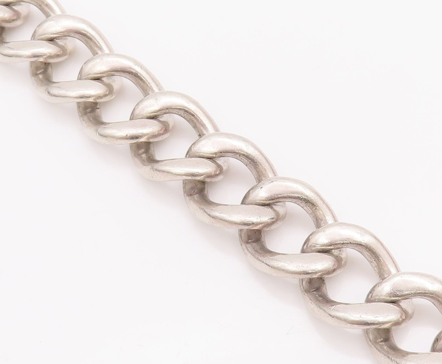 925 Sterling Silver Vintage Bracelet ZINA Heavy Large Curb Chain Carved  BT10477