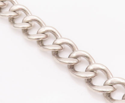 925 Sterling Silver Vintage Bracelet ZINA Heavy Large Curb Chain Carved  BT10477