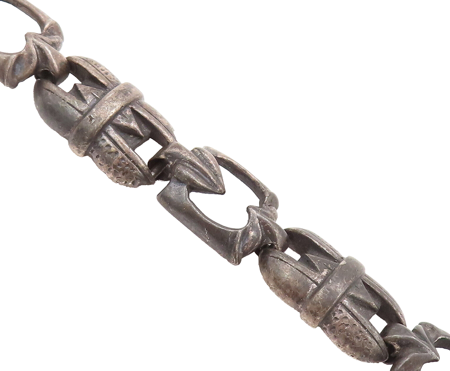 925 Sterling Silver Vintage Bracelet Solid Carved Flower Motif Link  BT10191