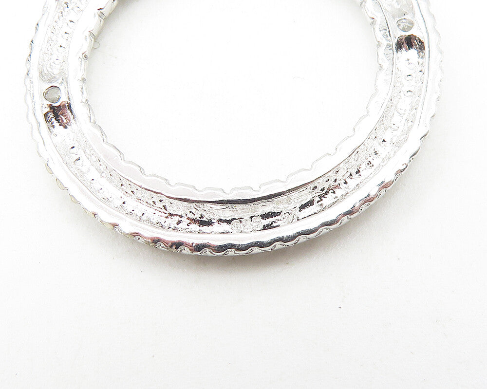 925 Sterling Silver  Topaz Diamond Cut Floral Wreath Design Pendant  PT9417