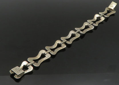 MEXICO 925 Sterling Silver  Vintage Shiny Hinge Link Chain Bracelet  BT8949
