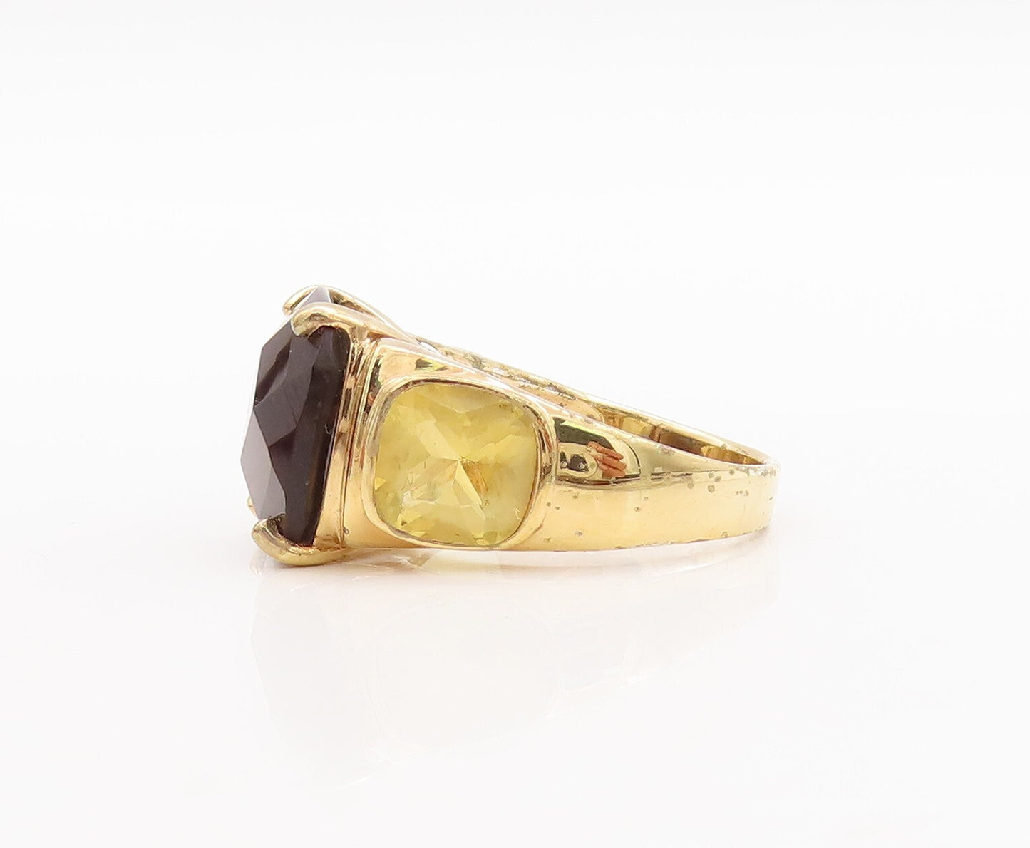 925 Sterling Silver Vintage Ring Rose Plated Smoky Quartz & Citrine Sz 8 RG29586